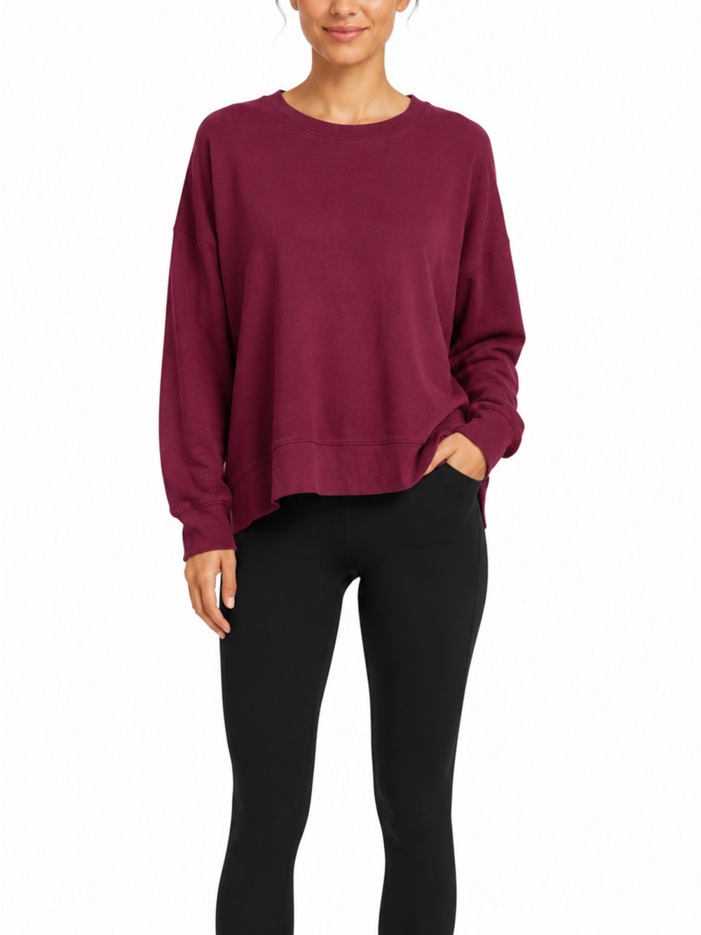 Time & Tru Size XL Deep Red Loungewear Crewneck Sweatshirt